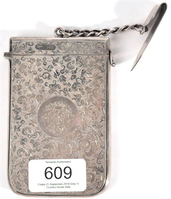 Lot 609 - A Victorian Silver Card Case, Sampson Mordan, London 1884, with all over stylised foliate...