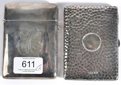 Lot 611 - A Victorian Silver Card Case, Howard James, Birmingham 1890, with spot hammered finish and silk...