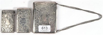 Lot 613 - An Edwardian Silver Card Case and Aide Memoire, S Blanckensee & Son, Birmingham 1906, with...