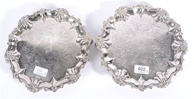 Lot 622 - A Pair of William IV/Early Victorian Silver Salvers, Messrs Barnard, London 1837/38, shaped...