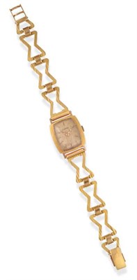 Lot 624 - A Lady's 18ct Gold Wristwatch, signed Eterna, circa 1970, lever movement signed, bark finish...