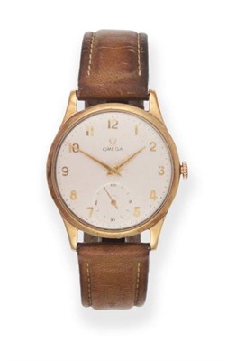 Lot 626 - A 9ct Gold Wristwatch, signed Omega, 1953, (calibre 266) lever movement signed and numbered...