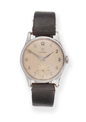 Lot 628 - A Stainless Steel Wristwatch, signed Omega, circa 1954, (calibre 266) lever movement signed and...