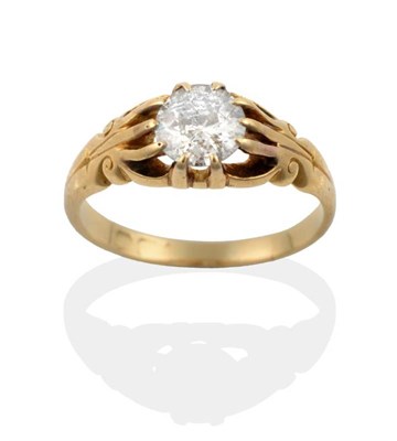 Lot 651 - A Solitaire Diamond Ring, a round brilliant cut diamond in an extended claw setting, to scroll...