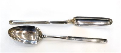 Lot 380 - A George II Silver Marrow Spoon, maker's mark worn, London 1767, engraved with an initial, 21cm...