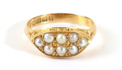 Lot 664 - An 18 Carat Gold Split Pearl Ring, a lozenge-shaped plaque inset with two rows of split pearls,...