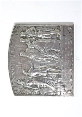 Lot 393 - A French White Metal Plaque, stamped Argent, to commemorate  "centenaire de la fondation de l'ecole