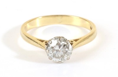 Lot 675 - An 18 Carat Gold Solitaire Diamond Ring, an old cut diamond in a claw setting, to knife edge...