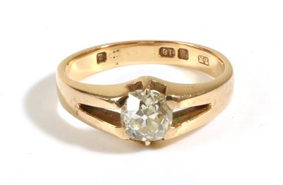 Lot 683 - An 18 Carat Gold Solitaire Diamond Ring, an old cut diamond in an extended claw setting, to a...