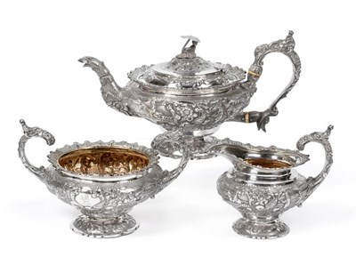 Lot 449 - A Good George IV Silver Chinoiserie Tea Service, J E Terrey & Co (John Edward Terry), London...