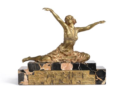 Lot 487 - Claire Jeanne Roberte Colinet (1880-1950):  "Theban Dancer ", A Gilt Bronze Figure, modelled as...