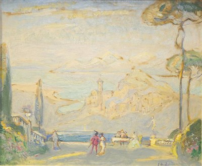 Lot 1001 - Joseph Alfred Terry RBA (1872-1939) Italianate View Signed, oil on board, 21.5cm by 25.5cm...