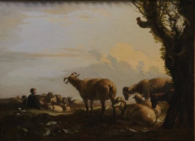 Lot 1004 - Dutch School, Follower of N Berchem (19th century)  Shepherd and flock  Initialled FB? and...