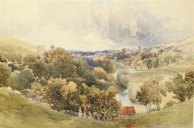 Lot 1009 - Josiah Wood Whymper RI (1813-1903)  ''View of Richmond from Maison Dieu'' Watercolour, 30cm by 44cm