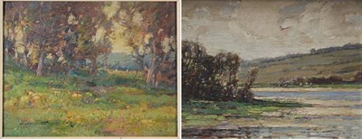 Lot 1011 - Kershaw Schofield (1875-1941) River landscape on a breezy day Signed, oil on panel, together with a