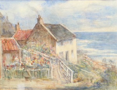Lot 1023 - Rowland Henry Hill (1873-1952) North East coastal cottage on headland Signed, watercolour,...