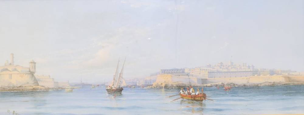 Lot 1034 - M Gianni (19th/20th century)  Grand Harbour Valetta, Malta Signed and dated 1896, gouache, 16cm...
