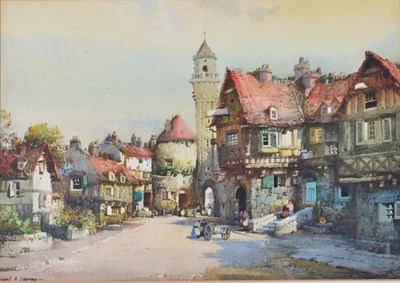 Lot 1047 - Noel Harry Leaver ARCA (1889-1951)  Continental street scene  Signed, watercolour, 25cm by 35.5cm
