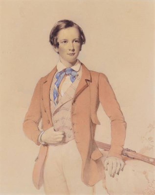 Lot 1050 - Kenneth Macleay RSA (1802-1878) Portrait of young sportsman with a gun by his side Signed and dated