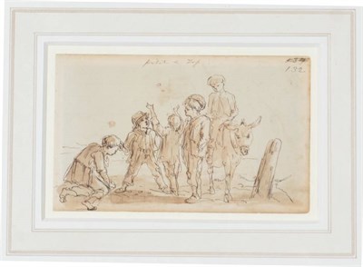 Lot 1055 - Circle of E Verboeckhoven (19th century)  Study of sheep in a landscape, a study of peasant...