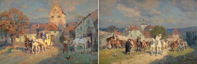 Lot 1057 - Wilhelm Velten (1847-1929) Russian ''Coach and Horses in the Tyrol''  Signed lower right, oil...