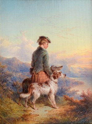 Lot 1070 - Paul Jones (1855-1888)  A young highlander with his dogs Signed and dated 1871, oil on panel,...