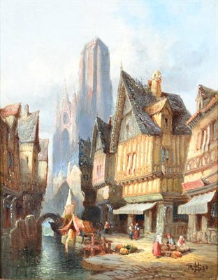 Lot 1077 - Henri Schafer (1854-1915)  ''Morlaix, Brittany''  Initialled & dated 1890, inscribed verso, oil...