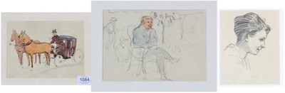 Lot 1084 - Attributed to Sir Alfred Munnings PRA, RWS, RP, KCVO (1878-1959) Horse and carriage with driver...