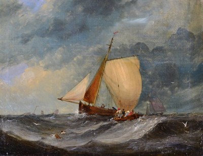 Lot 1086 - Frederick Calvert (1785-1845) Irish Shipping scene in choppy water Oil on canvas, 30cm by 38.5cm