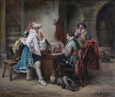 Lot 1103 - Luigi G Baldero (19th/20th century) ''Chess Players'' Signed, oil on canvas, 45cm by 54cm