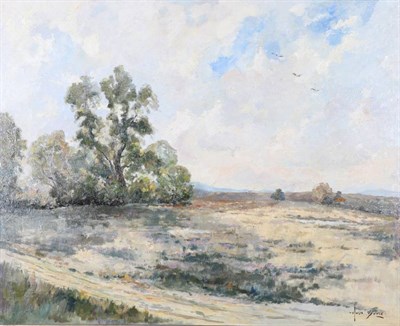 Lot 1118 - Owen Bowen ROI PRCamA (1873-1967)  An extensive summer landscape  Signed, oil on canvas, 61.5cm...