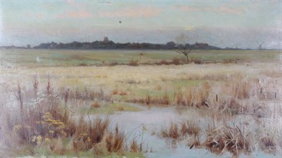 Lot 1128 - Albert Starling (fl.1878-1922)  A view of Fenlands with windmill beyond  Signed and dated 1888, oil