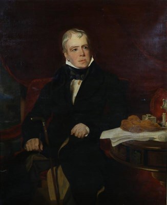 Lot 1131 - British School (19th century)  Portrait of Sir Walter Scott (1771-1832), three quarter length,...