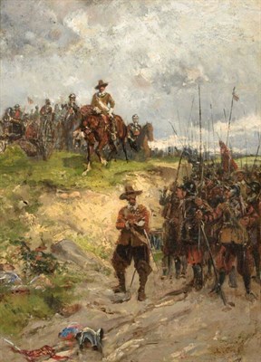 Lot 1142 - Ernest Crofts ARA (1847-1911) A cavalry and footmen in a landscape  Signed oil on canvas, 56.5cm by