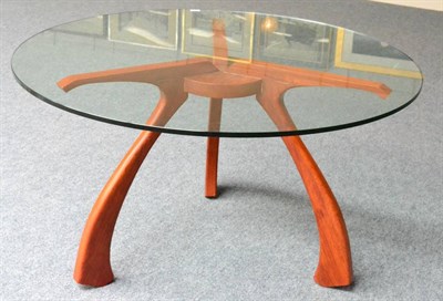 Lot 622 - A CJI Dining Table, designed by Andre Marx, Angelin Armargo base with toughened circular glass top