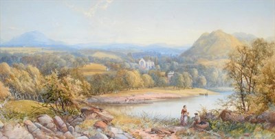 Lot 1155 - James Burrell Smith (1822-1897)  Figures at rest beside a loch  Signed and dated 1867, 52cm by...