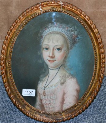 Lot 1157 - English School (18th century) A portrait of a girl (Miss Walker) Pastel on paper, 29.5cm dia....