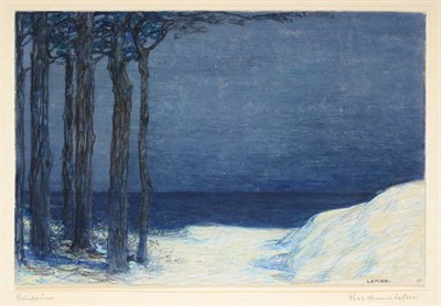Lot 1158 - Prof. Heinrich Lefler (1863-1919) Austrian  Nocturne view of the sea  Signed, mixed media, together