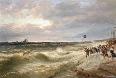 Lot 1168 - Attributed to Edwin Hayes RHA (1820-1904)  A Perilous Return  Signed, oil on canvas, 105.5cm by...