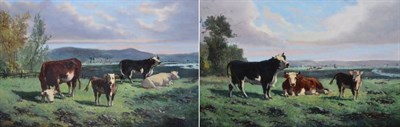 Lot 1171 - George Henry Hall (fl.1884-1890)  Cattle grazing in a summer pasture Signed and dated 1881, oil...