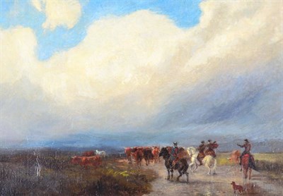 Lot 1177 - Edward Hargitt (1835-1895) Scottish  Horse mounted soldiers crossing moorland  Signed and dated...