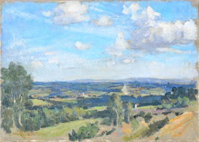 Lot 1180 - Bertram Priestman RA (1868-1951) ''Crowborough Beacon'' Signed, inscribed and dated 1944 on...
