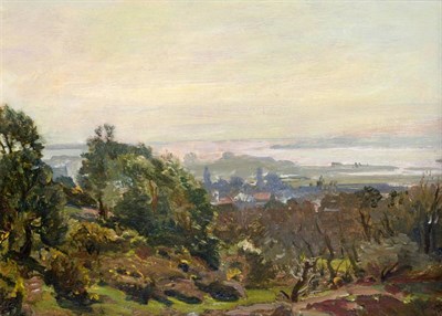Lot 1184 - Arthur Friedenson (1852-1955) An extensive view of Poole Harbour Oil on panel, 29cm by 39cm...