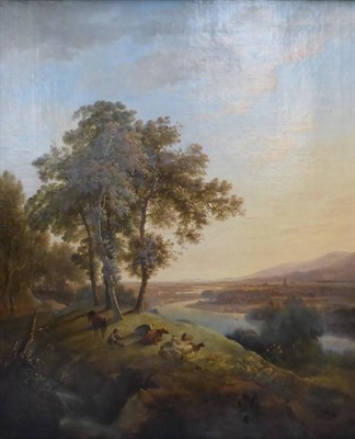 Lot 646 - Patrick Nasmyth (1787-1831) Resting figure with livestock in an extensive summer landscape...