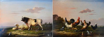 Lot 1188 - *Vanswerdonck (19th century)  Sheep and cattle at rest in a landscape  Signed and dated 1877,...