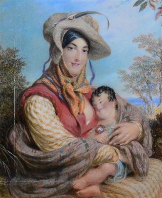 Lot 1190 - Paul Fischer (19th century) ''The Norwood Gypsy Queen and her Child'' With inscribed label...