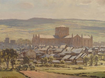 Lot 650 - Charles Oppenheimer, RSA, RSW (1875-1961)  "Hexham Abbey " Signed, inscribed to reverse, with...