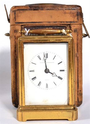 Lot 1198 - A Gilt Brass Striking and Repeating Carriage Clock, signed Aubert & Klaftenberger, Geneve,...