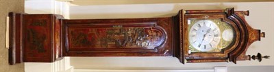 Lot 1205 - A Red Japanned Eight Day Longcase Clock, pagoda pediment, red lacquered gilt decorated case...