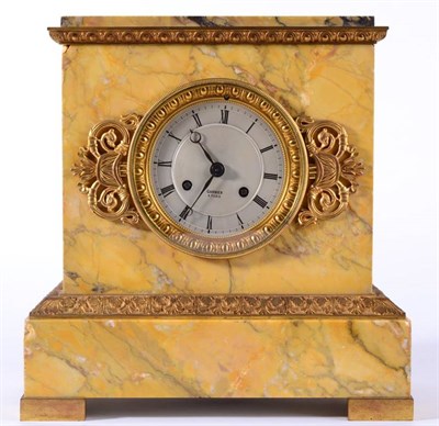 Lot 1206 - A Sienna Marble Gilt Metal Mounted Striking Mantel Clock, circa 1870, yellow veined Sienna...